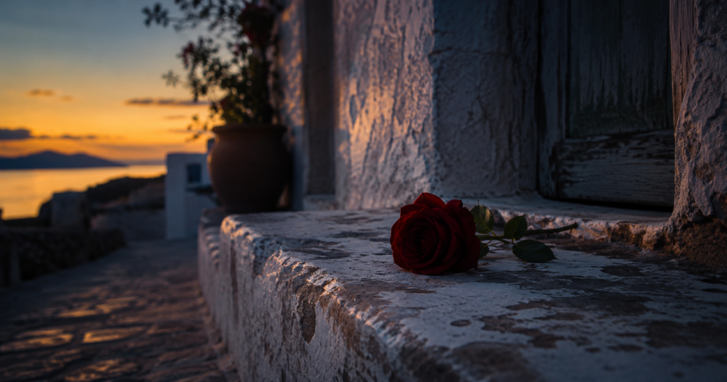 Twilight Rose on a Weathered Ledge